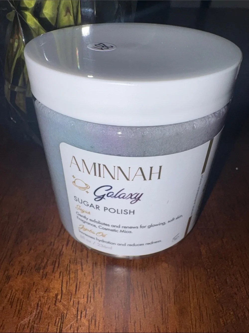 Aminnah Galaxy Sugar Polish – Iridescent Lavender Body Scrub. New